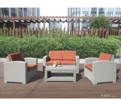 Уличный диваны и кресла Rattan Premium 4 Венге. Подушки оранжевые от производителя  Rattan по цене 101 250 р