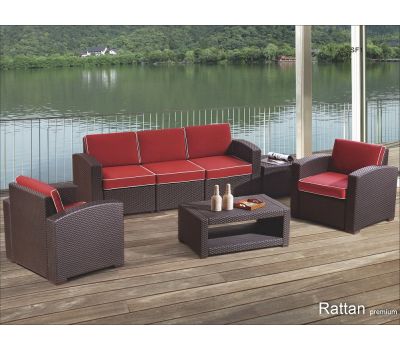 Уличный диваны и кресла Rattan Premium 5 Венге. Подушки оранжевые от производителя  Rattan по цене 128 125 р