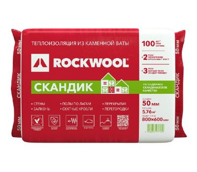 Утеплитель Лайт Баттс Скандик 50х600х800 от производителя  Rockwool по цене 1 200 р